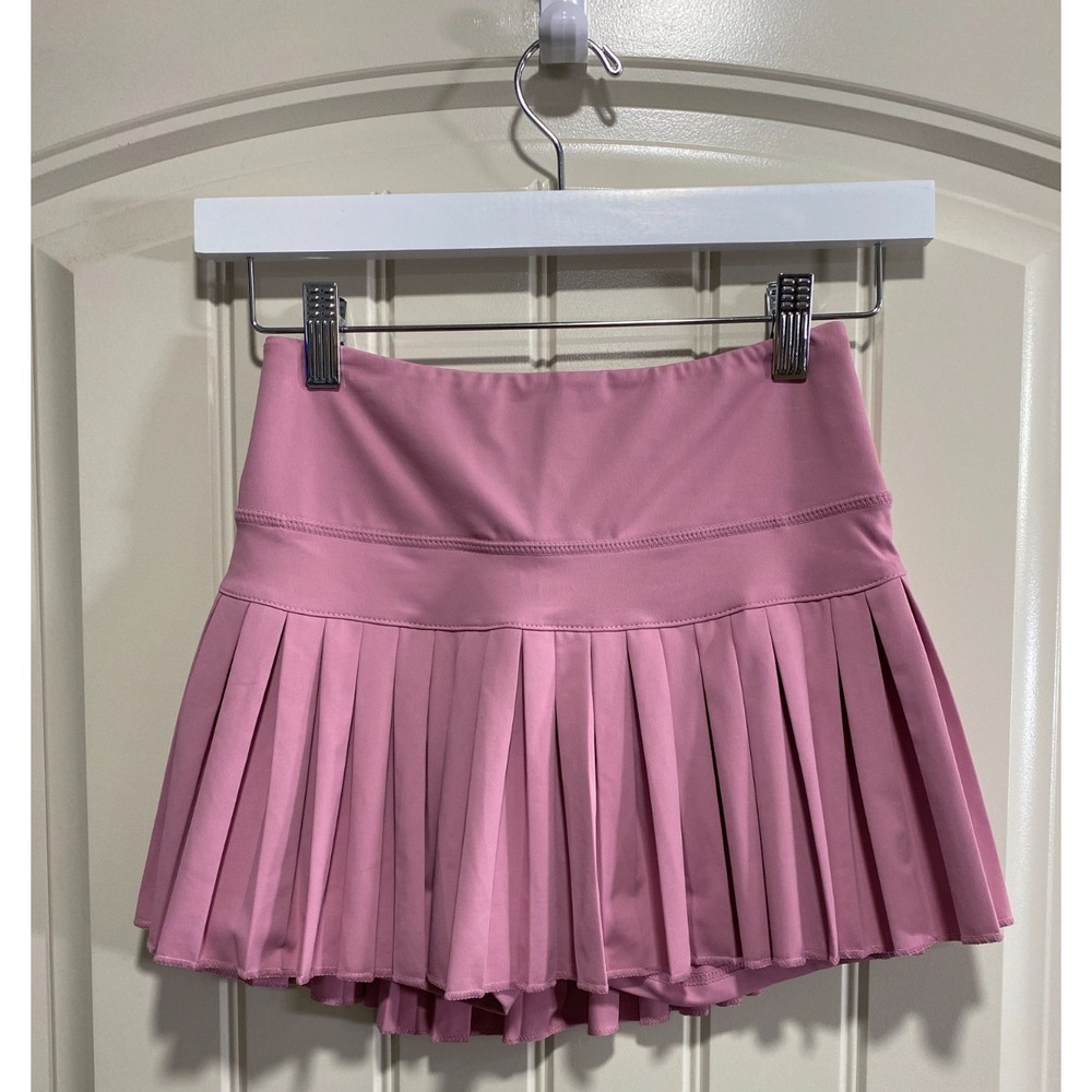 Gold Hinge Pleated Tennis Skirt XS Pickleball Pink Lined Built in Shorts